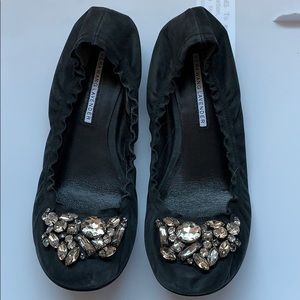 Vera Wang Lavender Black Jeweled Ballet Flats, 7.5